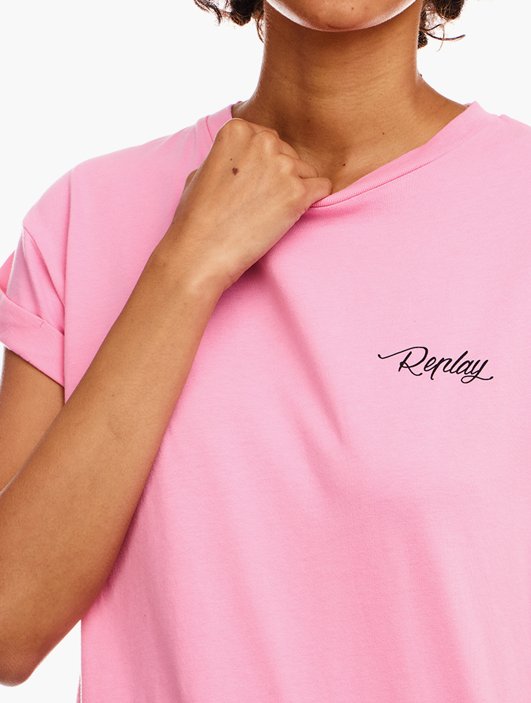MyRunway | Shop Replay Pink Crew Neck T-shirt for Women from